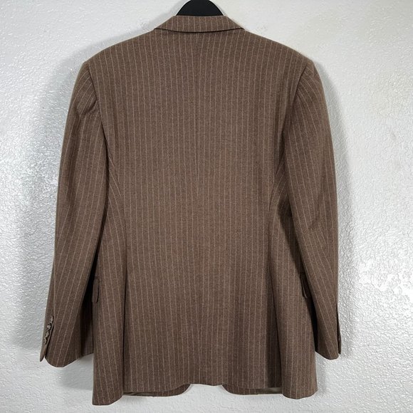 Hickey Freeman Madison Worsted Wool Pinstripe Blazer in Brown Men's Size 44R - Picture 6 of 9